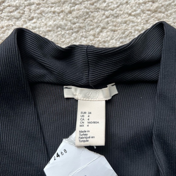 H&M TREND Black STRETCH BANDAGE BODYSUIT TOP  Tank Top Blouse Tee Sleeveless 4 - Picture 3 of 9